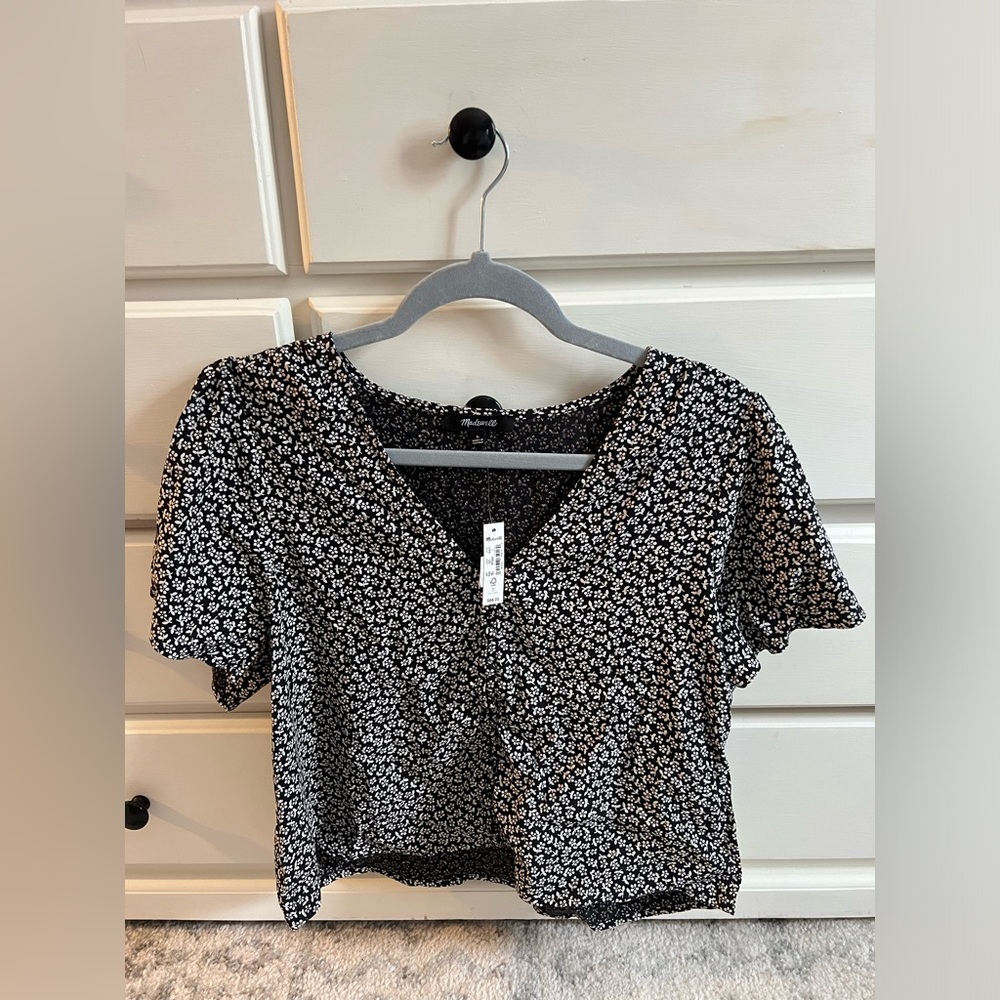 Brand New Madewell Flower Black Top
